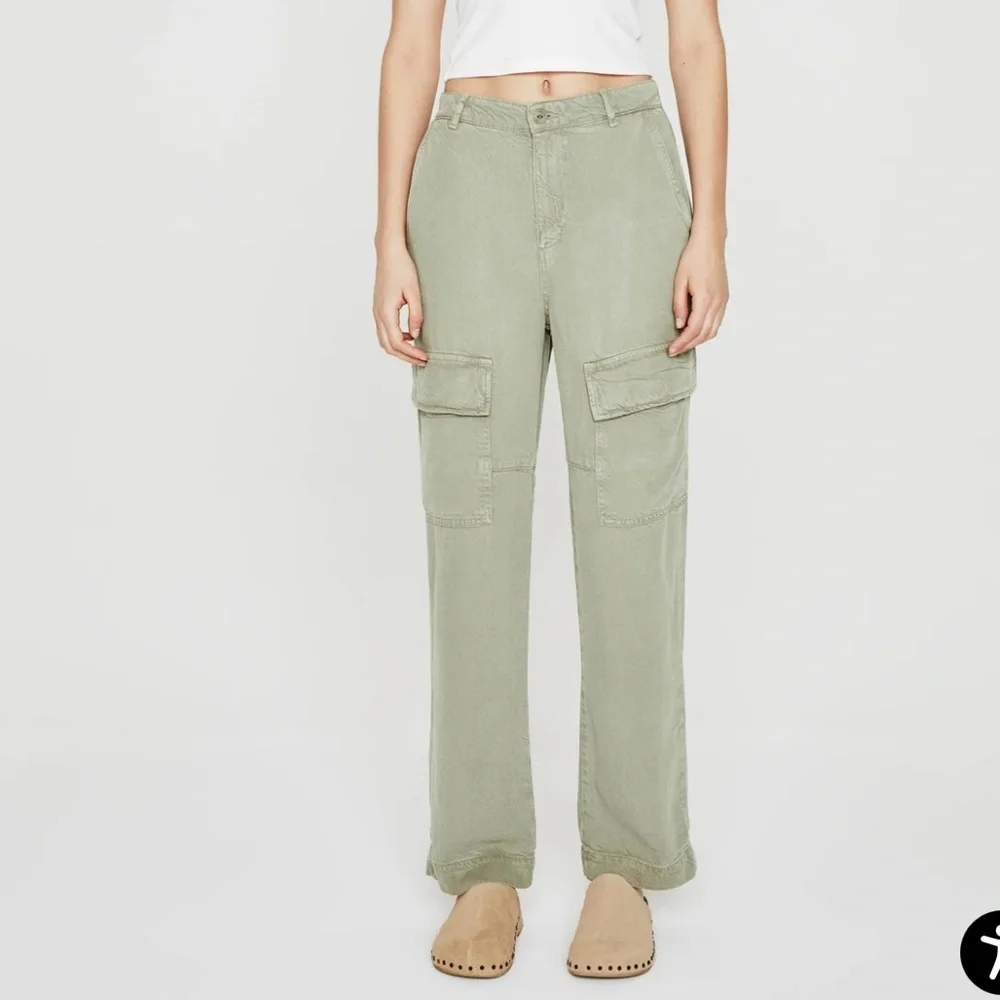 AG Los Angeles Knoxx Cargo High Rise Baggy Boyfriend green pants. Grunge utility - Picture 1 of 16